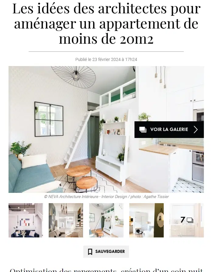 Elle Décoration – Les idées des architectes pour aménager un appartement de moins de 20m2