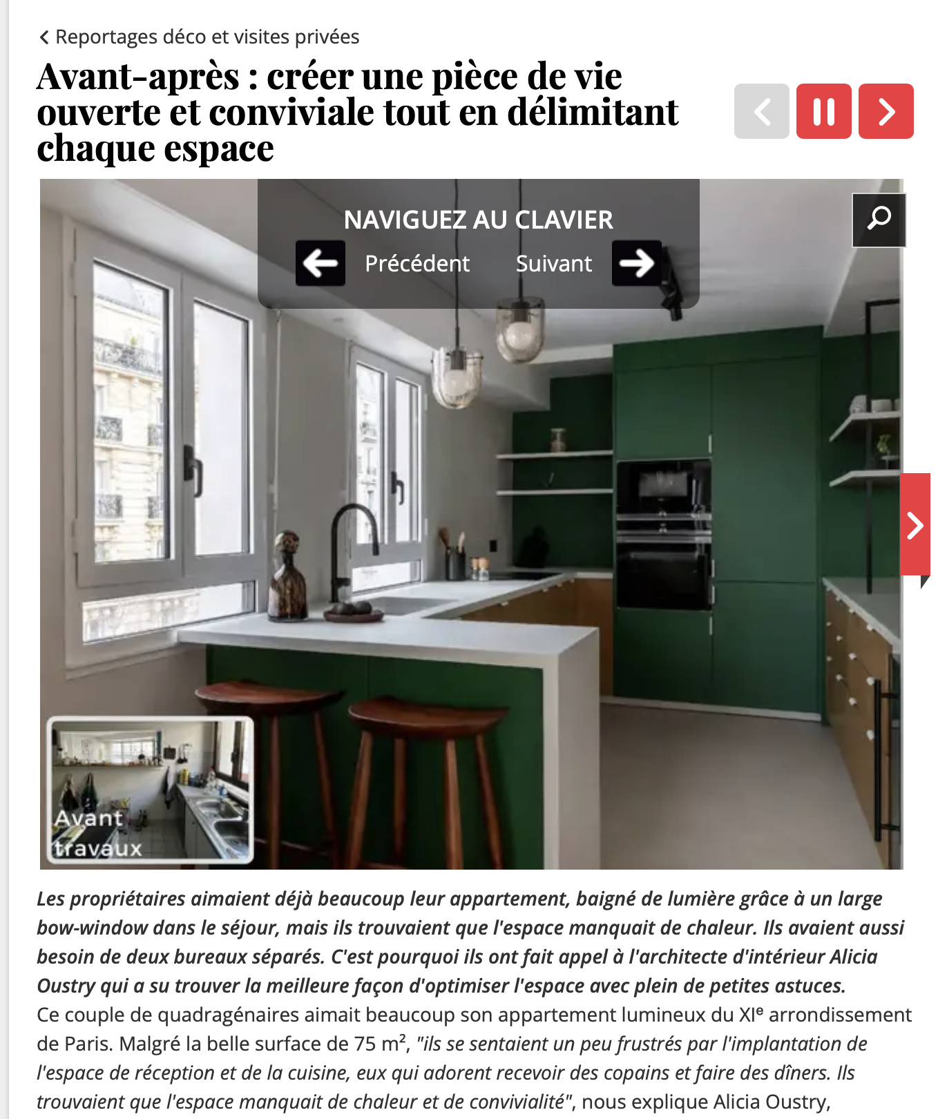 Journal des femmes – Avant-après : créer une pièce de vie ouverte et conviviale